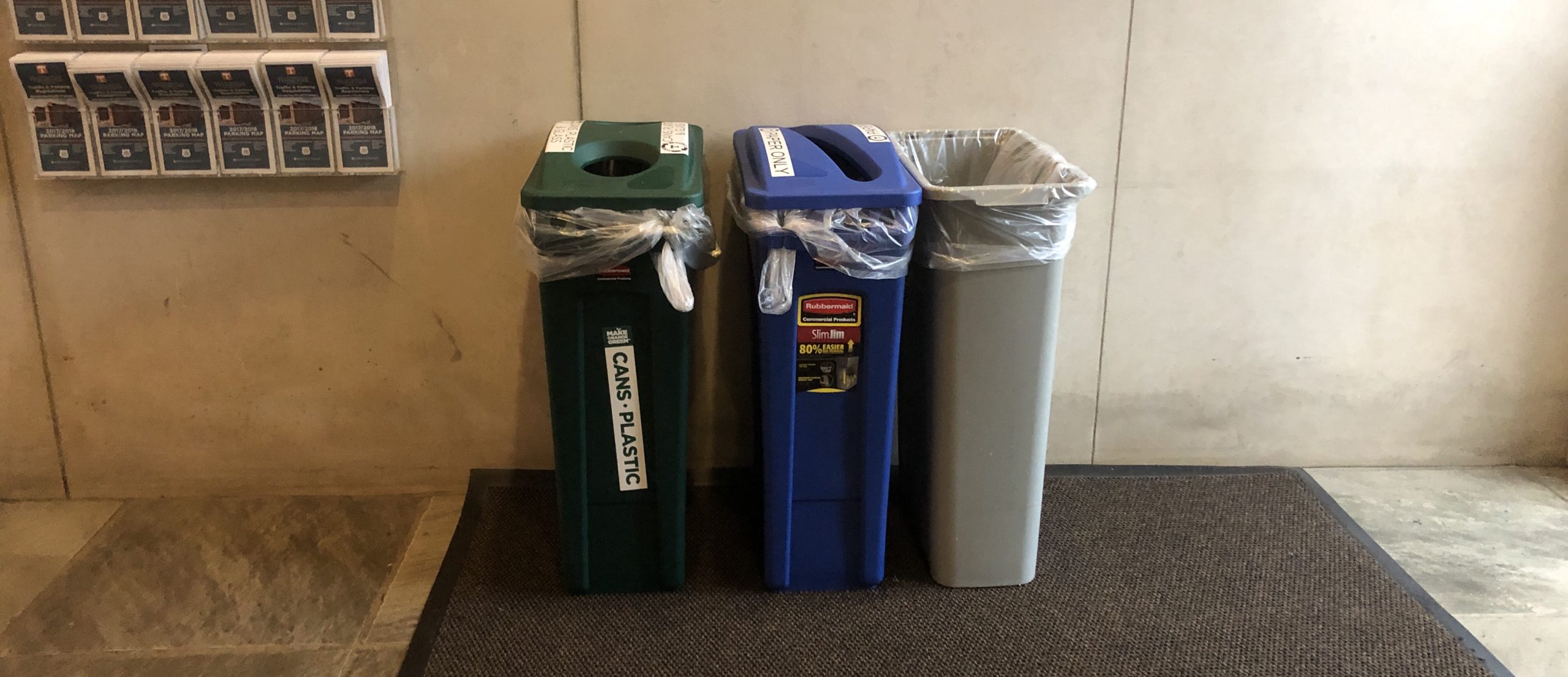 recycling bins on campus